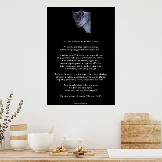 ZWEI WOLVES CHEROKEE TALE Art Poster (Küche)
