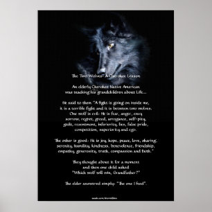 ZWEI WOLVES CHEROKEE TALE Art Poster