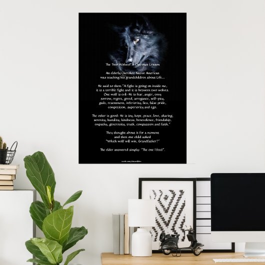 ZWEI WOLVES CHEROKEE TALE Art Poster (Heimbüro)