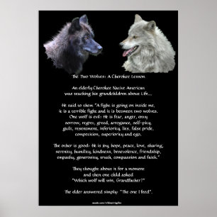 ZWEI WOLVES CHEROKEE TALE Art Poster