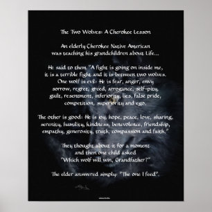 ZWEI WOLVES CHEROKEE TALE Art Poster