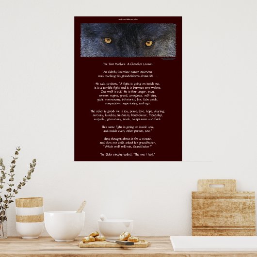 ZWEI WOLVES CHEROKEE TALE Art Poster (Küche)