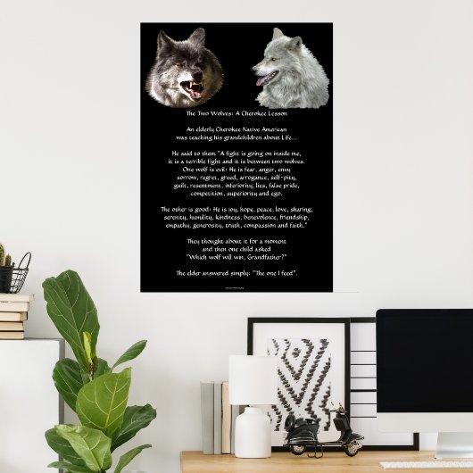 ZWEI WOLVES CHEROKEE TALE Art Poster (Heimbüro)