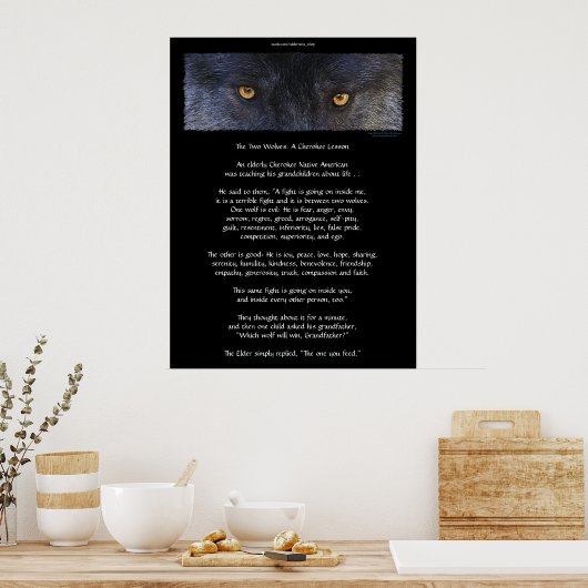 ZWEI WOLVES CHEROKEE TALE Art Poster (Küche)