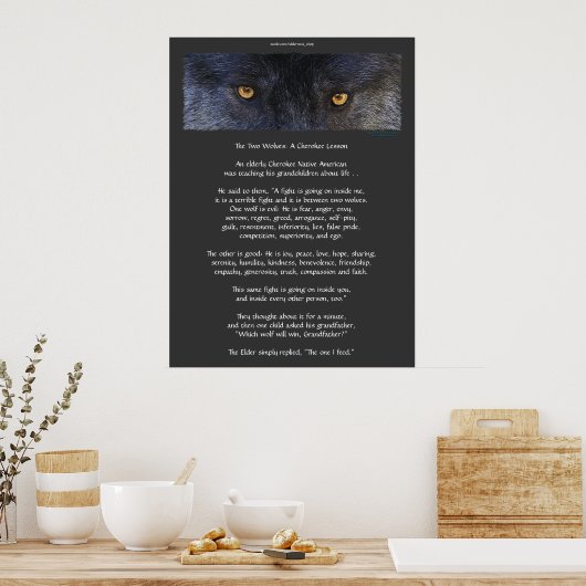 ZWEI WOLVES CHEROKEE TALE Art Poster (Küche)