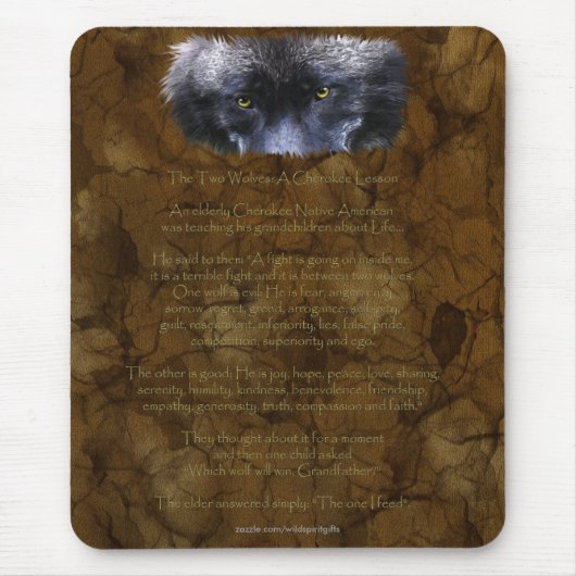 ZWEI WOLVES CHEROKEE TALE Indianer Mousepad (Vorne)