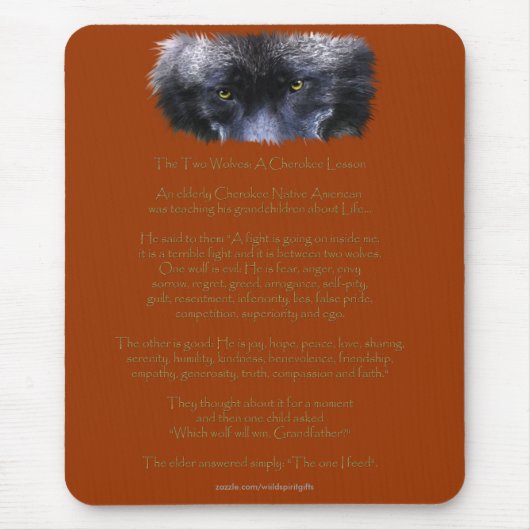 ZWEI WOLVES CHEROKEE TALE Indianer Mousepad (Vorne)