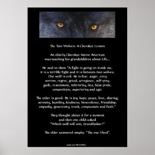 ZWEI WOLVES CHEROKEE TALE Native American Poster