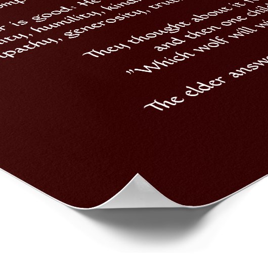 Zwei Wolves Cherokee Tale Wolf Art Poster (Ecke)