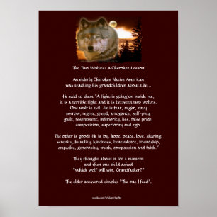 Zwei Wolves Cherokee Tale Wolf Art Poster