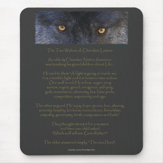 Zwei Wolves Cherokee Wisdom Tale Mousepad (Vorne)