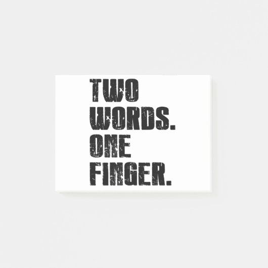 Zwei Worte: ein Finger Post-it Klebezettel (Vorderseite)