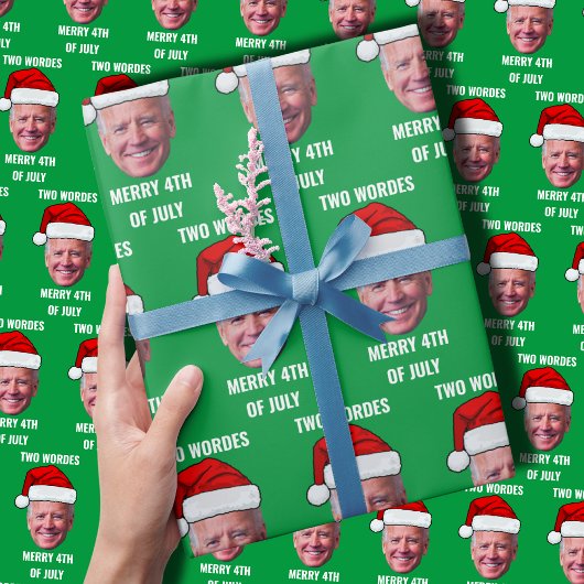 Zwei Worte frohe 4. Juli Joe Biden Weihnachten Geschenkpapier