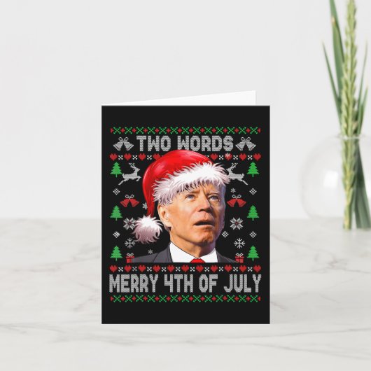 Zwei Worte frohe 4. Juli Joe Biden Weihnachten Karte (Vorderseite)