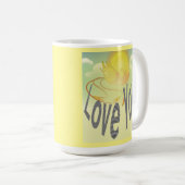 Zwei Worte - Liebe. Zum gelben Phoenixvogel Kaffeetasse (VorderseiteRechts)