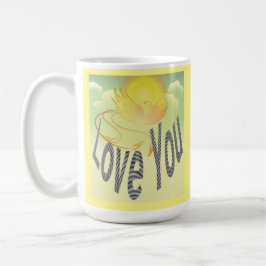 Zwei Worte - Liebe. Zum gelben Phoenixvogel Kaffeetasse