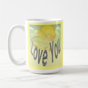 Zwei Worte - Liebe. Zum gelben Phoenixvogel Kaffeetasse