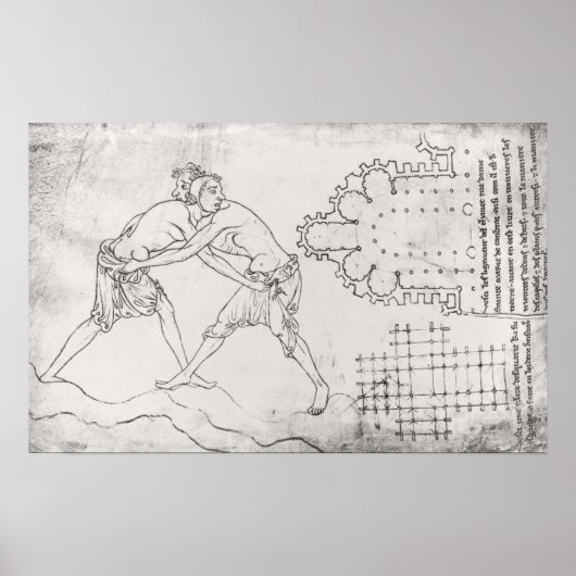 Zwei Wrestler, Plan einer Zisterzienserkirche Poster (Vorne)