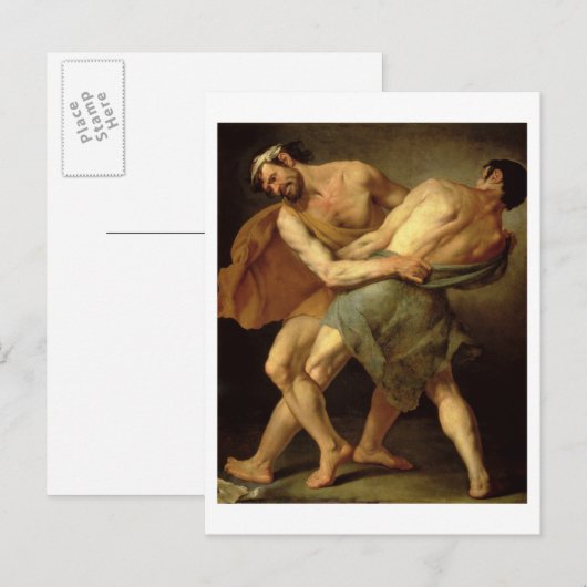 Zwei Wrestler Postkarte (Vorne/Hinten)