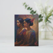 Zwei wunderschöne Frauen Postkarte (Stehend Vorderseite)