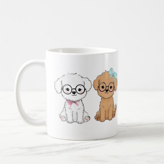 Zwei wunderschöne Hunde sitzen zusammen Kaffeetasse (Links)