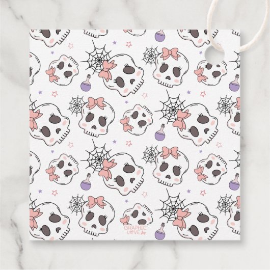 Zwei wunderschöne Niedliche Pink Halloween Geburts Geschenkanhänger (Rückseite)