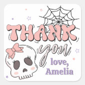 Zwei wunderschöne Niedliche Pink Halloween Geburts Quadratischer Aufkleber (Vorderseite)