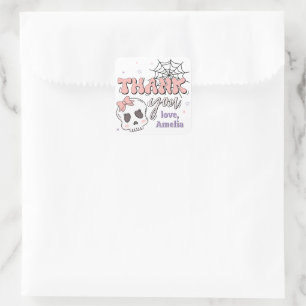 Zwei wunderschöne Niedliche Pink Halloween Geburts Quadratischer Aufkleber