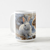 Zwei wunderschöne sonnige Kaninchen braun und weiß Kaffeetasse (Vorderseite Links)