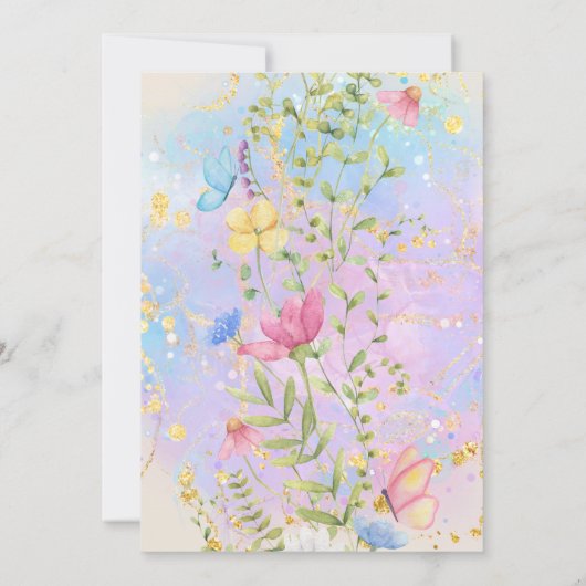 Zwei wunderschöne Wildblumen Garden Girl 2. Geburt Einladung (Rückseite)