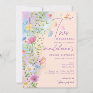 Zwei wunderschöne Wildblumen Garden Girl 2. Geburt Einladung