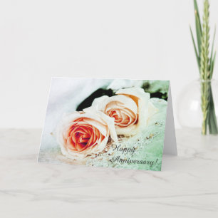 Zwei zarte Korallenrosen - herzlichen Glückwunsch  Karte