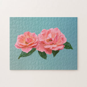 Zwei zarte rosa Rosen Puzzle
