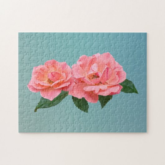 Zwei zarte rosa Rosen Puzzle (Horizontal)