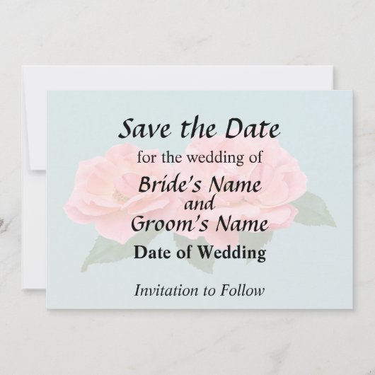 Zwei zarte rosa Rosen Save The Date (Vorderseite)