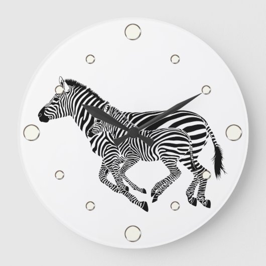 Zwei Zebra-Uhr Große Wanduhr (Vorderseite)