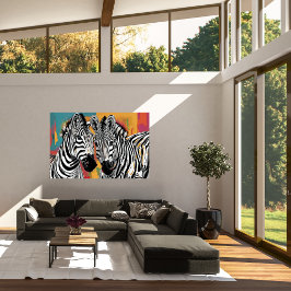 Zwei Zebras Modernes Kunstposter Poster