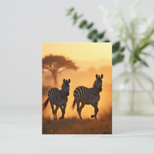 Zwei Zebras Postkarte (Stehend Vorderseite)