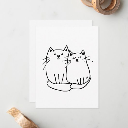Zwei Zeichnend Katzen Mitteilungskarte (Vorderseite/Rückseite Beispiel)