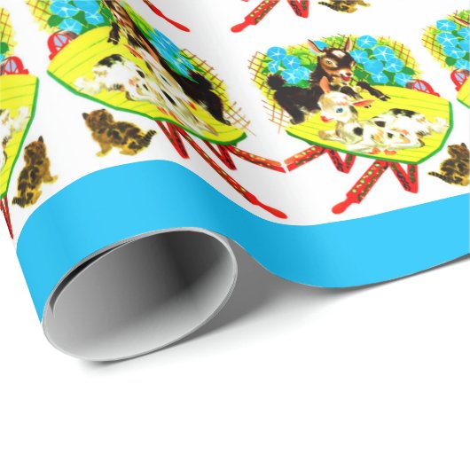 zwei Ziegen ein Kätzchen Geschenkpapier (Rolleneckpunkt)