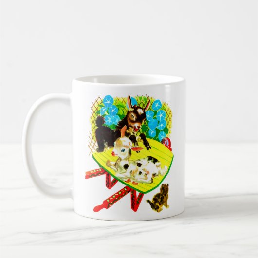 zwei Ziegen ein Kätzchen Kaffeetasse (Links)