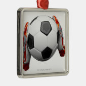 Zwei Zielwächterhandschuhe, die einen Fußball Ornament Aus Metall (Rechts)