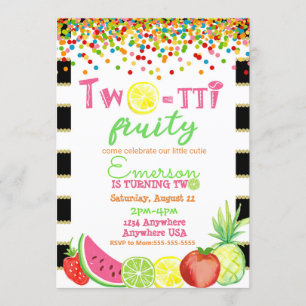 Zwei-zu-frutti 2. Geburtstag Tutti Frutti Wasserco Einladung