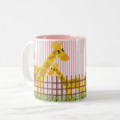 Zwei (zu) Niedliche Giraffen-Tasse Zweifarbige Tasse (Vorderseite Links)
