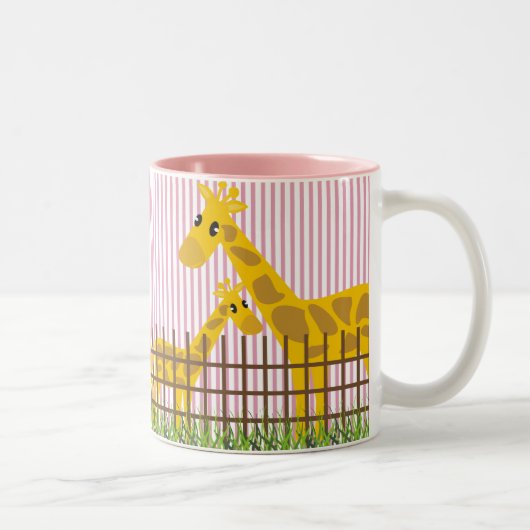 Zwei (zu) Niedliche Giraffen-Tasse Zweifarbige Tasse (Rechts)