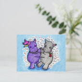 Zwei zu Tango Hippos Postkarte (Stehend Vorderseite)