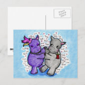 Zwei zu Tango Hippos Postkarte (Vorne/Hinten)