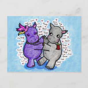 Zwei zu Tango Hippos Postkarte
