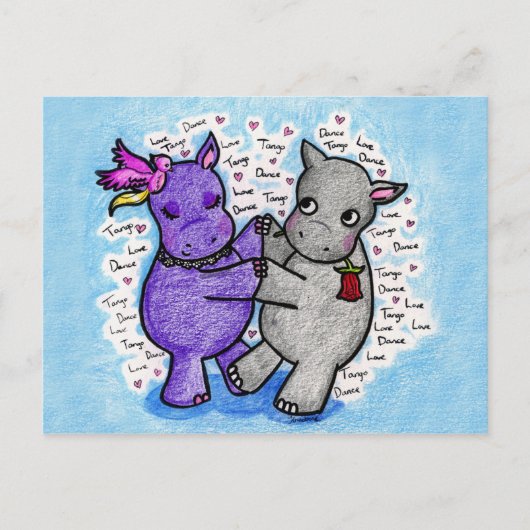 Zwei zu Tango Hippos Postkarte (Vorderseite)