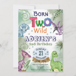 ZWEI zu WILD Dinosaur Thema Geburtstagsparty Invi Einladung